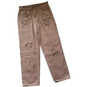 SHEIN Star Patch Distressed Brown Jeans - Size L (US 8/10)